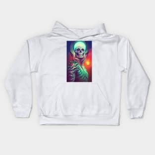 Midevil Skeleton Art Kids Hoodie